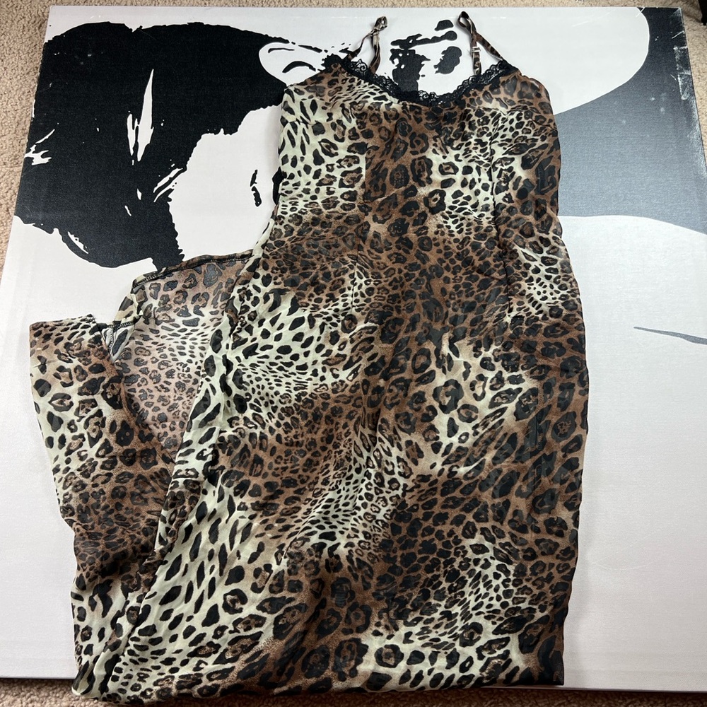 PrettyLittleThing Animal Print Maxi Slip Dress